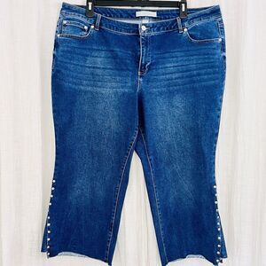 Cato Est 1946 Denim Blue Studded Stretchy Capri Pants Jeans Plus Sie 22W